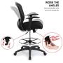 Ergonomic Mid-Back Mesh Adjustable Drafting Chair with Foot Ring, Standing-Desk Matched Tall Swivel Computer Office Stool, Black