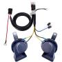 FARBIN Horn 12V Car Horns Loud Dual-Tone Waterproof Auto Horn Electric Snail Horn Kit Universal for Any 12V Vehicles (Blue horn with wire harness, 12v)