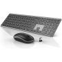 Wireless Keyboard and Mouse Combo, WisFox 2.4G Full-Size Slim Thin Wireless Keyboard Mouse for Windows, Computer, Desktop, PC, Laptop Mac (Silver Gray)