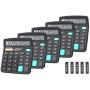 Calculators, BESTWYA 12-Digit Dual Power Handheld Desktop Calculator with Large LCD Display Big Sensitive Button (Black, Pack of 5)
