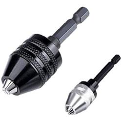 aiyun Hex Shank Keyless Drill Chuck - 2Pcs Quick Change Adapter Converter drill adapter (0.6-8mm,0.3-3.6mm)