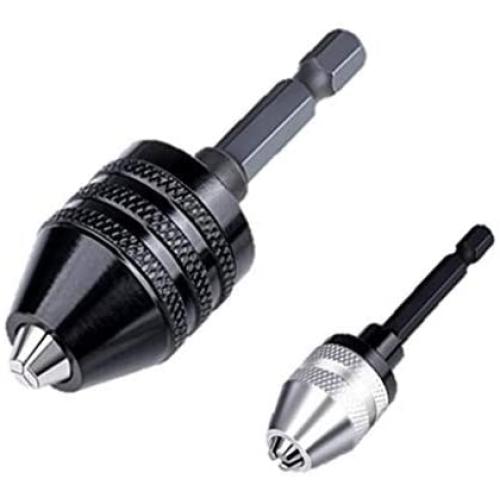 aiyun Hex Shank Keyless Drill Chuck - 2Pcs Quick Change Adapter Converter drill adapter (0.6-8mm,0.3-3.6mm)