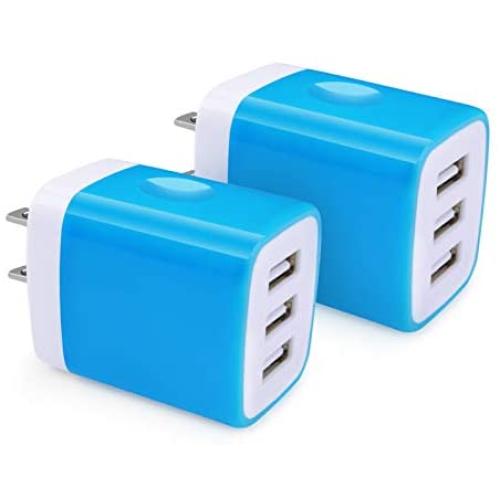 USB Wall Charger, Hootek 2Pack Wall Plug 3.1A 3-Multi Port USB Charger Adapter Charging Block Cube Brick Compatible iPhone 11 Pro/XR/XS/X/8/7 Plus, iPad, Samsung S20 FE S10 S9 S8+ A80 A71 Note20 Ultra