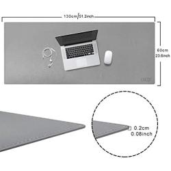 Cacoy 51.2x23.6inch Desk Pad Blotter Waterproof PU Leather Desk Mat Protector Super Large Perfect Desk Writing Mat for Office and Home - Grey (130x60cm)