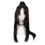 MapofBeauty Cosplay Oblique Bangs Long Gripper Ponytail Ancient Style Hair Wig (Black)