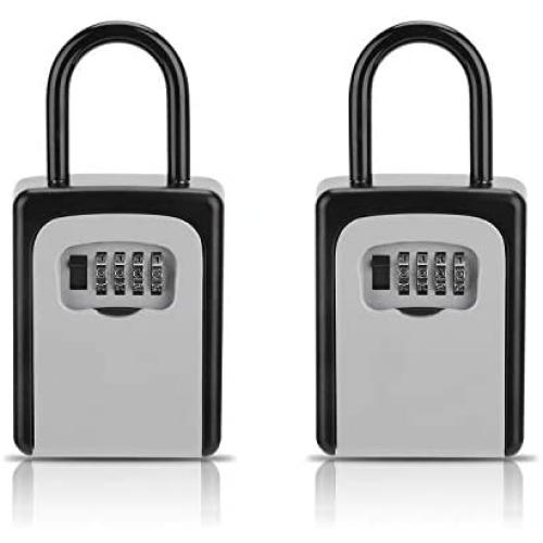 Key Lock Box, [2 Pack] Combination Lockbox for Keys with Code, Combo Door Lock-Box House Key Storage Locker - 2 Pack