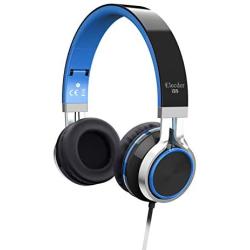 Elecder i39 Headphones with Microphone Foldable Lightweight Adjustable On Ear Headsets with 3.5mm Jack for Cellphones Computer MP3/4 Kindle School Blue/Black