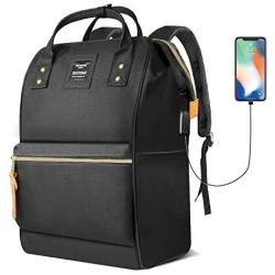 Hethrone Womens Laptop Backpack 15.6 Inch Stylish Anti Theft Casual Travel Computer Rucksack Water Repellent School Backpack with USB Black