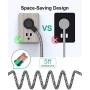 Power Strip with USB, Mountable Flat Plug Power Strip with 3 Outlets 3 USB Ports(Smart 3.1A), 5ft Braided Extension Cord, Compact for Cruise Ship, Travel, Home, Office