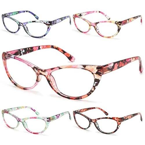 Gaoye 5-Pack Cateye Reading Glasses Blue Light Blocking Women, Computer Spring Hinge Readers Anti UV Ray Lens Fashion Frames
