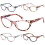 Gaoye 5-Pack Cateye Reading Glasses Blue Light Blocking Women, Computer Spring Hinge Readers Anti UV Ray Lens Fashion Frames
