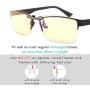 GAMEKING Ultra Blue Light Blocking Clip-on Computer Glasses Video Gaming Glasses Rimless | Easy Fit on Rx Frames | Digital Eyestrain Fatigue Dry Eyes Relief Eye Protection Sleep Better