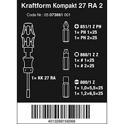 Wera 5073661002 Kraftform Kompakt 27 RA Slotted Ratcheting Screwdriver, 1/4'' Head, MULTI