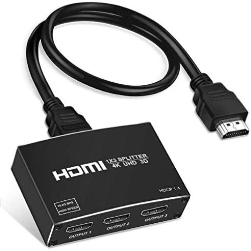 NEWCARE 4K HDMI Splitter 1 in 3 Out, 1×3 HDMI Splitter Support 4Kx2K, 1080P, 3D, HDR, DTS/Doby-TrueHD for Xbox PS4 PS3 Fire Stick Roku Blu-Ray Player Apple TV(HDMI Cable Included)