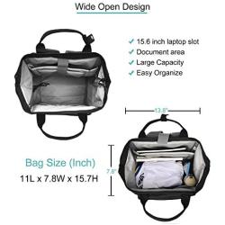 BRINCH Laptop Backpack 15.6 Inch Wide Open Computer Backpack Laptop Bag College Rucksack Water Resistant Business Travel Backpack Multipurpose Casual Daypack with USB Charging Port for Women Men,Black
