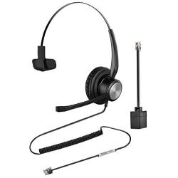 Oppetec Phone Headset Single Ear RJ9 Plug Office Headset for Landline IP Phones Compatible with Avaya NEC Aastra Alcatel Siemens etc