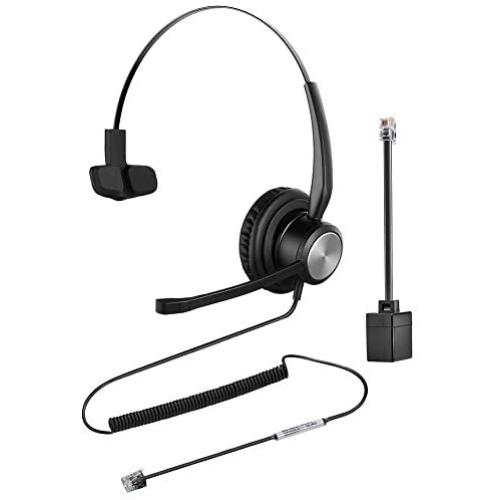 Oppetec Phone Headset Single Ear RJ9 Plug Office Headset for Landline IP Phones Compatible with Avaya NEC Aastra Alcatel Siemens etc