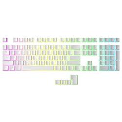 HK Gaming 108 Double Shot PBT Pudding Keycaps Keyset for Mechanical Gaming Keyboard MX Switches (White)