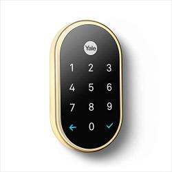 Google Nest x Yale Lock - Tamper-Proof Smart Lock for Keyless Entry - Keypad Deadbolt Lock for Front Door - Works with Nest Secure Alarm System - Polished Brass