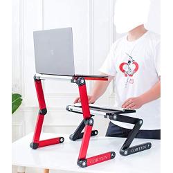 Laptop Stand Folding Laptop Tables for Beds and Sofas Fully Adjustable Height and Angle ,Aluminum Standing Desk with USB Fans for Work from Home or Travel (Black1)