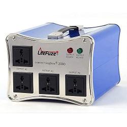LiteFuze convertingbox 2000 Watt Auto Voltage Converter Transformer - Light Weight - Step Up/Down - Circuit Breaker - Detachable Cord [5-Years Warranty], Blue
