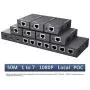 HDMI Extender Splitter 1x7 1080P@60Hz Over Cat 5E/6/7 Ethernet Cable 50m (164ft) Support HDMI loopout EDID Copy POC Function (1 in 7 Out)