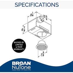 Broan-Nutone 744LED Recessed Fan and LED Light Combo for Bathroom and Home, 75-Watts, 1.5 Sones, 70 CFM,White