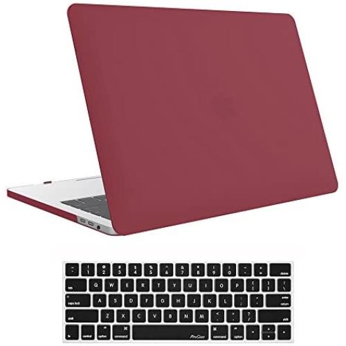 ProCase MacBook Pro 15 Case 2019 2018 2017 2016 Release A1990/A1707, Hard Case Shell Cover and Keyboard Cover for Apple MacBook Pro 15'' (2019/2018/2017/2016) with Touch Bar and Touch ID -Burgundy Red