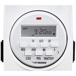 VIVOSUN 7 Day Programmable Digital Timer Switch with 2 Outlets - Accurate & Stable, UL Listed 1-Pack
