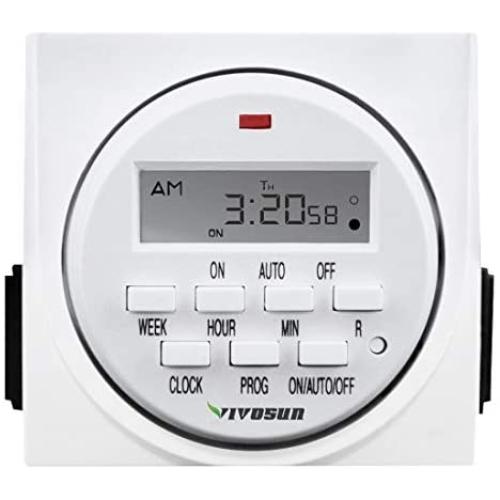 VIVOSUN 7 Day Programmable Digital Timer Switch with 2 Outlets - Accurate & Stable, UL Listed 1-Pack