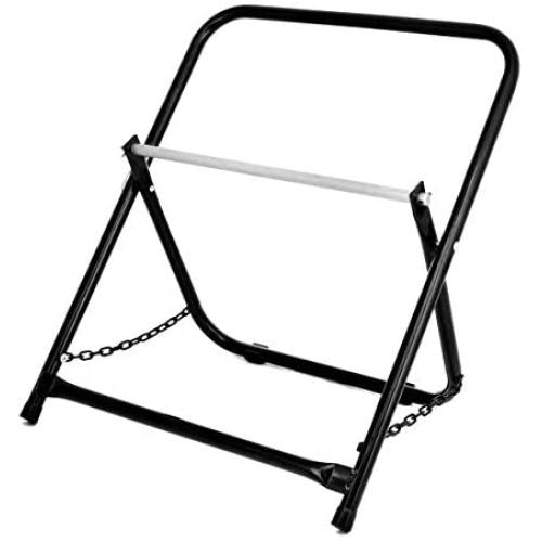 AdirPro Durable Single Axle Cable Caddy - Commercial Industrial Grade Steel Wire Dispenser - Compact Design Holds Cable Reels Up to 20'' Diameter and 100 lb Capacity (Black)