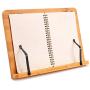 MEGREZ Bamboo Foldable Book Stand (13.2 x 9.4 inch) Reading Frame Rest holder Cookbook Cook Stand/Tablet PC textbook/Music Document Stand/Desk Bookrest with Retro Hollow, Bamboo and Steed Pattern
