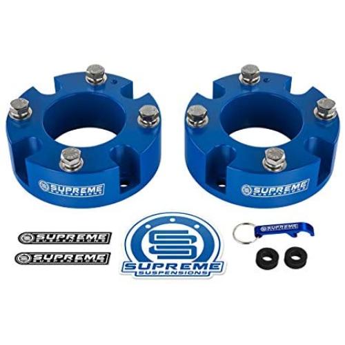 Supreme Suspensions - Front Leveling Kit for 2007-2021 Toyota Tundra and 2007-2021 Toyota Sequoia 3'' Front Lift Strut Spacers 2WD 4WD (Black)