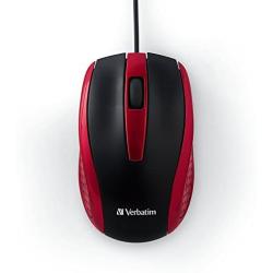 Verbatim Optical Mouse - Wired with USB Accessibility - Mac & PC Compatible - Red