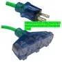 10 Gauge Triple Tap Extension Cord 100 ft with Lighted Ends 10/3 Contractor Grade 100 ft 10 Gauge Power Extension Cord 10/3 Plug Heavy Duty Indoor Outdoor Triple Outlet (100 ft 10 AWG Copper, Green)