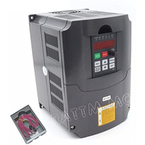 4KW 220V VFD Inverter Variable Frequency Drive Converter Driver Controller 5HP 3-Phase Output 18A VSD with 2m Extension Cable For Spindle Motor Drive Control/CNC Router Engraving Milling Machine