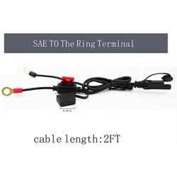 Motorcycle Solar SAE Quick Disconnect Extension Cable Adapter, Ring Terminal Harness with Black Fused 2-Pin Quick Disconnect Plug to Solar Panel, Power Supply, Motorcycle/Motorbike/Car (2pcs)
