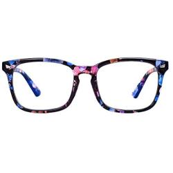Maxjuli Blue Light Blocking Glasses,Computer Reading/Gaming/TV/Phones Glasses for Women Men(Flower Black)