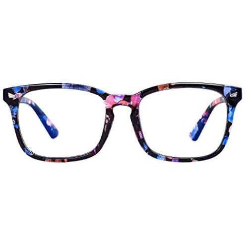 Maxjuli Blue Light Blocking Glasses,Computer Reading/Gaming/TV/Phones Glasses for Women Men(Flower Black)