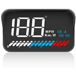 ACECAR Head up Display Car Universal Dual System 3.5’’ HUD OBD II/GPS Interface,Vehicle Speed MPH KM/h,Engine RPM,OverSpeed Warning,Mileage Measurement,Water Temperature,Voltage