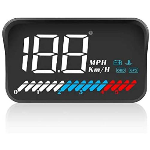 ACECAR Head up Display Car Universal Dual System 3.5’’ HUD OBD II/GPS Interface,Vehicle Speed MPH KM/h,Engine RPM,OverSpeed Warning,Mileage Measurement,Water Temperature,Voltage