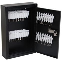 AdirOffice Steel Key Cabinet - Heavy Duty Key Safe - Security Lock Box with Combination Lock - Sturdy Security Box - Holds 40 Keys (Black)