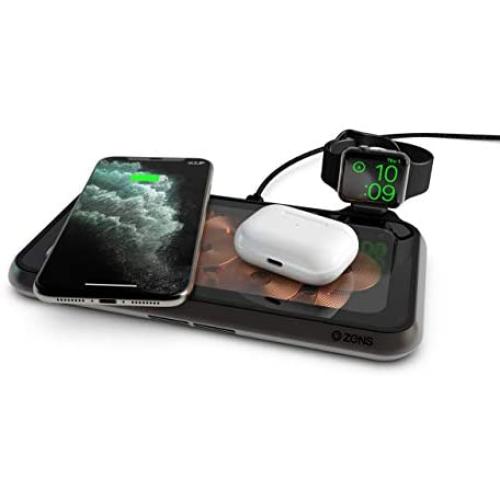 ZENS Liberty 16 Coil Dual Wireless Charging Pad with Glass Surface - 2x15W Output - Supports Apple and Samsung Fast Charge - Works with All Phones with Wireless Charging
