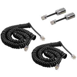 SINCODA 2 Pack 13 Ft Uncoiled Modular Coiled Telephone Phone Handset Curly Cable Cord +2 Pack 360° Telephone Cord Detangler Extended Rotating (13FT)