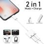 [Apple MFi Certified] 2 in 1 Dual Lightning iPhone Adapter & Splitter, Adapter Dual Converter Cable Headphone Music+Charge+Call+Volume Control Compatible for iPhone 11/11 Pro/XS/XR/X 8/7, iPad-iOS 13