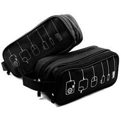 Honsky Gadget Organizer Bag: Universal Tech Travel Organizer, Electronics Organizer Storage Case Pouch for Cables Cords Chargers Power Bricks USB Computer Laptop Accessories, 2 Packs, Black