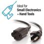 C2G Short 1ft Extension Cord - Works for Devices Up to 10 Amps - Perfect for Low Amp Electronics & Tools - Light & Flexible 18 AWG Cable - 03137 Black