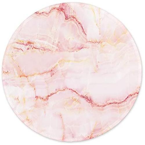 ITNRSIIET [20% Larger] Mouse Pad with Stitched Edge Premium-Textured Mouse Mat Waterproof Non-Slip Rubber Base Round Mousepad for Laptop Computer PC Office 8.7×8.7×0.12 inches Modern Red Marble