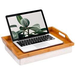 Rossie Home Lap Tray with Detachable Pillow, Serving Tray - Natural Bamboo - Style No. 76107