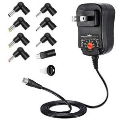 Belker 12W Universal 3V 4.5V 5V 6V 7.5V 9V 12V AC DC Adapter Power Supply for Household Electronics Router Speaker Smart Phone Tablet CCTV IP Camera - 1A 1000mA Amp Max.